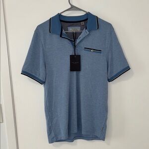 Ted Baker Blue Polo Shirt with Navy Trim